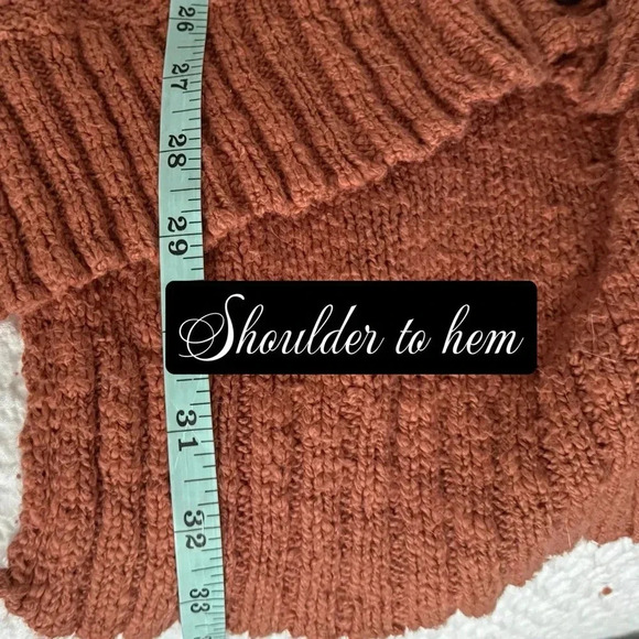 American Eagle Autumn Burnt Orange Knit Cardigan Sweater Boho Duster Small - Picture 8 of 10